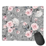 Pink Roses Mouse Pad,Spring Blooming Flowers And Leaves Square Waterproof Mouse Mat,Non-Slip Rubber Base Durable Stitched Edges Computer Mousepad For Gaming Home Office Wireless Mouse 9.5"X7.8"