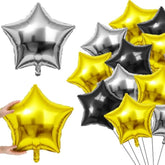 100pcs Black Gold Silver Star Foil Balloons 18 Inch Party Decorations
