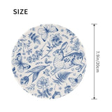 Blue Floral Round Mouse Pad Small Gaming Mousepad Desk Mat Stitched Edges 8 X 8 Inch For Home Office