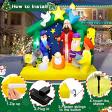 6.5Ft Christmas Inflatables Nativity Scene Outdoor Decorations The Birth Of Jesus Scene Christmas Blow Ups Built In Led