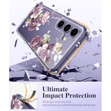Compatible With Samsung Galaxy S24 Plus Case Floral, With Screen&Camera Lens Protector,Hard Pc&Tpu Bumper Clear Shockproof Protective For S24 Plus Phone Case Women 6.7"(Cherry Blossoms/Purple)