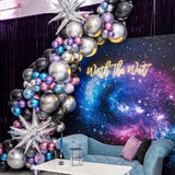 Galaxy Balloon Garland Kit: Chrome Blue, Purple, Silver - 144 Piece