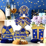 12 Pcs We Appreciate You Party Decorations Honeycomb Centerpieces Blue Gold Employee Appreciation Table Topper Thank You For All Do Table Decoration For Teacher Doctor Party