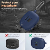 For Jbl Vibe 200Tws & Vibe Beam Case Cover, Silicone Protective Shock Cover Compatible With True Wireless Headphones Charging Case With Carabiner (Blue)