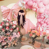 149-Piece Coquette Pink & White Bow Balloon Garland Kit for Parties & Weddings