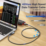 240W Usb4 Cable Right Angle Thunderbolt 4 Cable 40Gbps Data Transfer 8K@60Hz Video Output Fast Charging Usb C To Usb C Monitor For Iphone 15 Pro, Macbooks, Ipad Pro, Hub, Docking