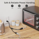 Cable Matters 2-Pack 2 Outlet Power Splitter Cord - 1.2ft, NEMA 5-15P to NEMA 5-15R Y Power Cord Splitter, 16 AWG Outlet Saver, 1.2 Feet