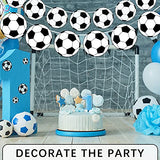 4 Pieces Soccer Party Decorations Include Banner Garland Bunting Banners with 32 Pcs Football Pattern Decoration Cards Football Party Supplies for Soccer Fans Birthday Decor