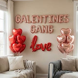 Galentine's Day Balloon Decorations Kit -with Red Rose Gold GALENTINES GANG & LOVE Heart Foil Balloons for Best Friends Bachelorette Bridal Shower Valentine's Celebration Decorations (Red Rose Gold)