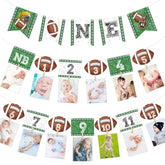 Football Birthday Decorations 1St Photo Banner 1St Year Down Banner First Birthday Monthly Photo Decor Football Theme Party Supplies