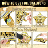 2026 New Year’s Eve Party Supplies Gold Black Balloons Banner Foil Curtains