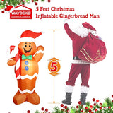 Christmas Inflatable Gingerbread Man Yard Decoration Lighted Blow Up Christmas Garden Lawn Decor 5 Feet (01- Gingerbread