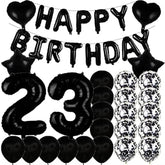 23rd Birthday Balloon Decoration Set: Black Number Balloons & Party Decor
