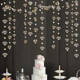52 Ft Champagne Gold Heart Garland Hanging Paper Diamond Heart Streame