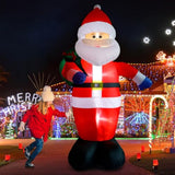 8 Ft Christmas Inflatable Santa Outdoor Decoration With Gift Bag, Giant Santa Carrying Gift Bag With Built-In Led Lights