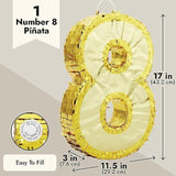 Gold Foil Number 8 Piñata: 8th Birthday Party Decoration (17"x11"x3")