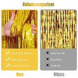 2-Pack Laser Gold Foil Fringe Curtains 3.3x8.2 ft for Party and Photo Backdrop