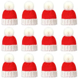 12 Pieces Mini Christmas Knit Hats Round Tiny Santa Hats With Pom Pom Knitting Doll Caps For Crafts Small Santa Caps Crafts Christmas Tree Ornaments For Diy Hair Accessories (Red)