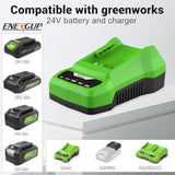 2Pack 24V 3.5A Replacement Greenworks 24V Battery 29842 29852 29322 Bag709 Bag710 20352 22232 2508302 For 2X24V (48V) Greenworks Batteries + 1Port 24V Greenworks Battery Charger