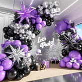 125pcs Purple & Black Balloon Arch Kit – Metallic Confetti Balloons for Parties