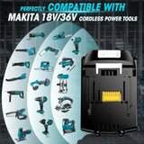 , 2 Pack 18V Lxt Lithium-Ion 6.0Ah Battery Compatible With Makita 18V Cordless Tool Battery Bl1860B Bl1850 Bl1850B Bl1840 Bl1840B Bl1830 Bl1830B Bl1815 Bl1815B