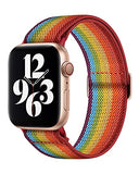 Stretchy Nylon Bands Compatible with Watch Series 11/10/9/8/7/6/5/4 SE 3/2/1, Adjustable Braided Elastic Sport Loop Rugged Straps for iWatch