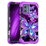 For Moto G 5G 2024 Case,Glow In The Dark Three Layer Heavy Duty Shockproof Protection Hard Plastic+Soft Silicone Full Body Drop Protective Case Moto G 5G 2024,Purple