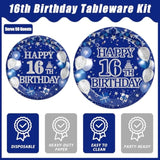 200Pcs 16Th Birthday Party Tableware Set, Blue And Silver Happy 16Th Birthday Party Decorations Supplies For Boys Girls 16 Years Old Party Dessert Plates Napkins Forks Favors, Serve 50