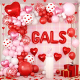 Galentines Day Balloon Arch Kit, Galentines Day Party Decorations with Rose Petals for Bridal Wedding Bachelorette Engagement Birthday Romantic Valentines Party Decorations
