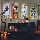 4PCS Haunted Mansion Stretching Portraits Vinyl Halloween Wall Art Decorations