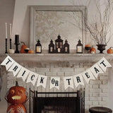 Halloween Garland Trick or Treat Banner Burlap for Mantel Fireplace Wall Home Party Decor