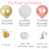 Rose Gold Balloon Arch Kit-126Pcs Rose Gold Balloons Sand White Balloons Chrome Gold Balloons With Golden Leaf For Baby&Bridal Shower, Birthday Party, Wedding, Grad, Anniversary Party