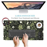 Dark Green Floral Plants Xxl Gaming Mousepad & Desk Pad - Nature Leaf Flower Laptop Keyboard Mat 31.5 X 15.75