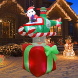 Christmas Inflatables Outdoor Decorations, 6Ft Inflatable Xmas Santa Claus With Helicopter On Gift Box, Lighted Blow Up