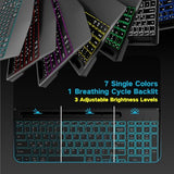 2.4G&Bluetooth Wireless Keyboard - Light Up Keyboards With Wrist Rest - 8 Backlit Effects - Slim Rechargeable Silent With Holder For Windows, Mac, Black