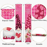 Valentine'S Day Gnome Porch Banner Buffalo Check Plaid Anniversary Hol