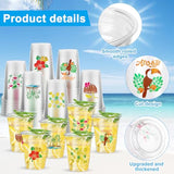 60 Pcs Luau Party Cups 16 Oz Clear Plastic Tropical Hawaiian Cup Disposable Hawaii Flamingo Pineapple Drinking Cups For Summer Beach Hawaiian Luau Drinkware Party Supplies