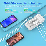 10-Port Usb Wall Charger Station With Rapid Charging Auto Detect Technology Safety Family-Sized Usb Ports For Multiple Devices Smart Phone Tablet Laptop Computer