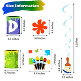 25 Pieces Art Painting Party Decorations Includes 1 Happy Birthday Banner 12 Painting Birthday Card And 12 Art Hanging Swirl For Party Supplies