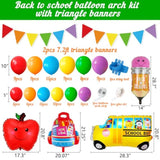 Back To School Balloons Garland Arch Kit Decorations - Welcome First Day Of School Triangle Banner With Bus/Schoolbag/Pencil Foil Balloon For Party Decor Supplies