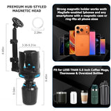 Car Cup Holder Expander with Magnetic Phone Mount - Adjustable Insert Fits 2.68-4.33" Holders, 360° Adjustable Neck & Strong N52 Magnets for iPhone