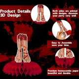 Halloween Birthday Party Decorations, Red Halloween Happy Birthday Banner, Scary Handprint Balloons & Cake Topper, Horror Fake Broken Hands Dismember Honeycomb Hanging Swirl Balloons(36Pc)