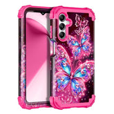 Compatible With Galaxy A16 5G Case,Glow In The Dark Three Layer Heavy Duty Sturdy Shockproof Full Body Protection Rugged Hard Pc+Soft Tpu Bumper Case For Samsung Galaxy A16,All Butterfly