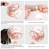 Rose Gold Confetti Balloons: 50-Pack Latex Balloons with Ribbon