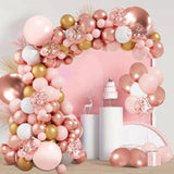 Rose Gold Balloon Garland Arch Kit, 129Pcs Rose Gold Pink White And Gold Confetti Latex Balloons For Baby Shower Wedding Birthday Graduation Anniversary Bachelorette Party Decorations…