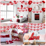 5 Pcs 49Ft Valentine'S Day Party Decorations Red Pink Heart Pennant Banners Pink Heart Wedding Bunting Banner Garland Engagement Photo Prop For Valentines Hanging Ornament Home Decor Supplies