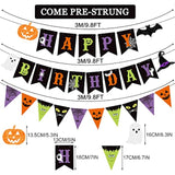 Colorful Halloween Happy Birthday Banner Pumpkin Ghost Pennant Party Decorations