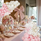 Coquette Birthday Decorations, 149 Pcs Pink And Pearl White Balloon Garland Arch Kit And Pink Bow For Girls Baby Shower Bridal Bachelorette Party Baby Shower