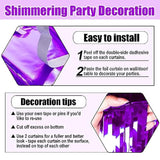 3-Pack Purple Foil Fringe Curtains 3.28x6.6 ft for Party and Photo Booth Decor