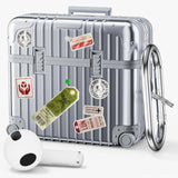 Compatible With Airpods 3Rd Generation Case Cover, Cute Funny Suitcase Design Case For Airpods 3 2021, Fashion Protective Hard Case For Women Men With Keychain (Silver)